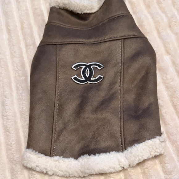 Other - Brown Faux Leather CC Dog Coat